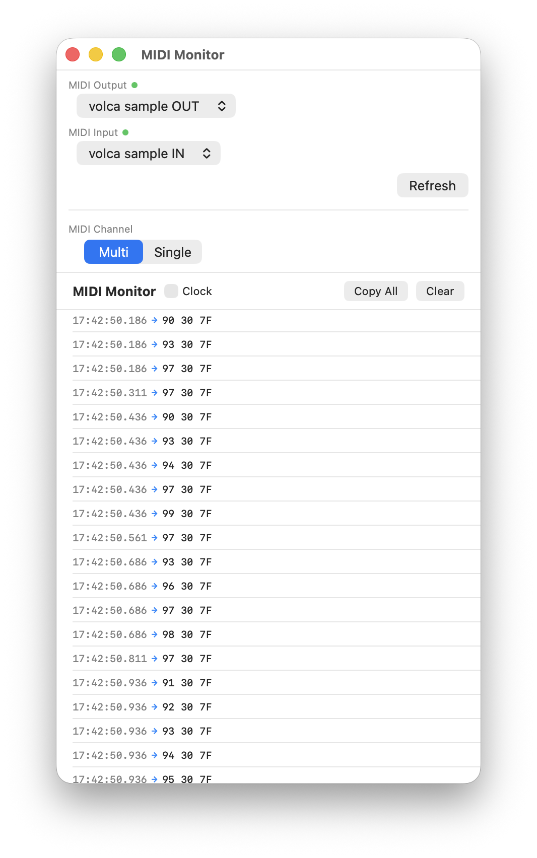 MIDI Monitor screenshot